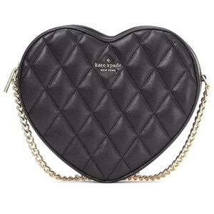 NWT Kate Spade Valentine Love Shack Quilted Heart Crossbody in Black